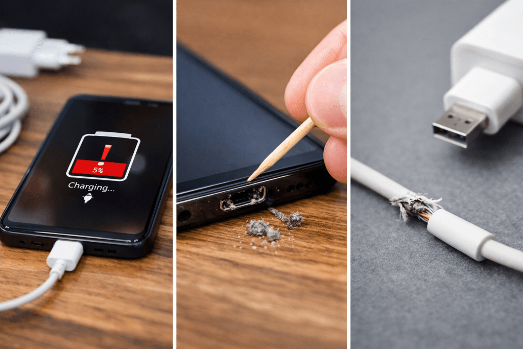 Android Tidak Bisa Cas atau Charging Lama
HP Android sedang dicas namun charging lama dan tidak masuk baterai dengan kabel charger terhubung ke smartphone