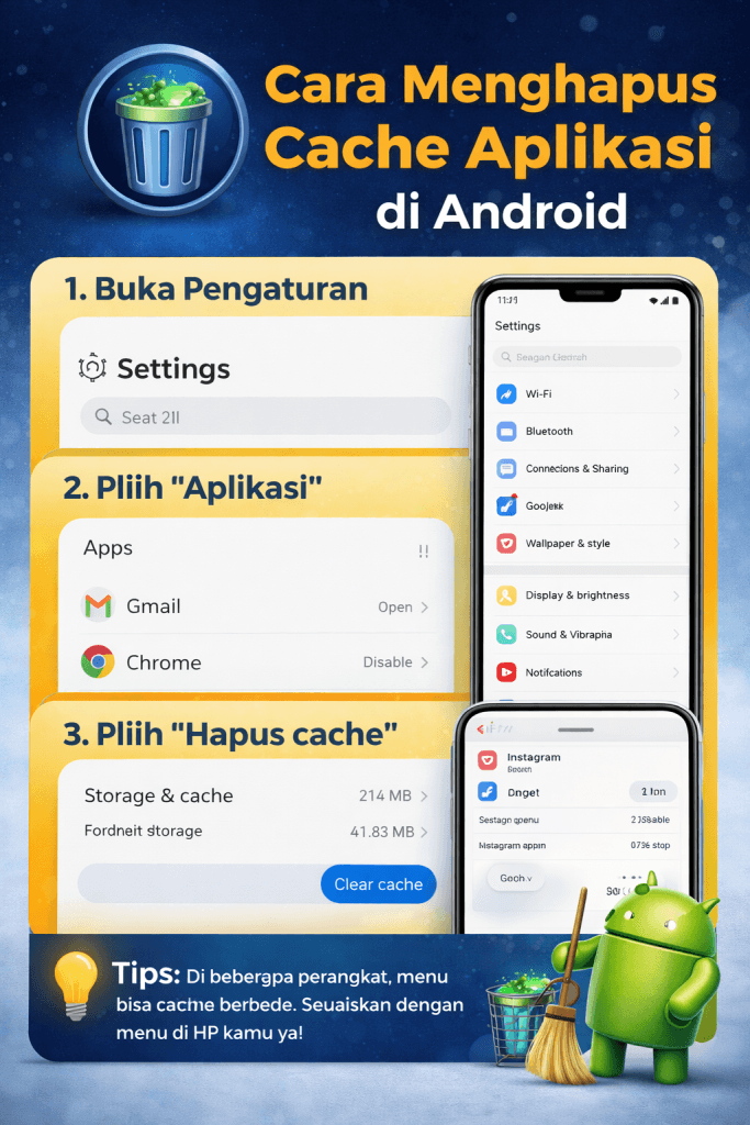 cara menghapus cache aplikasi di android