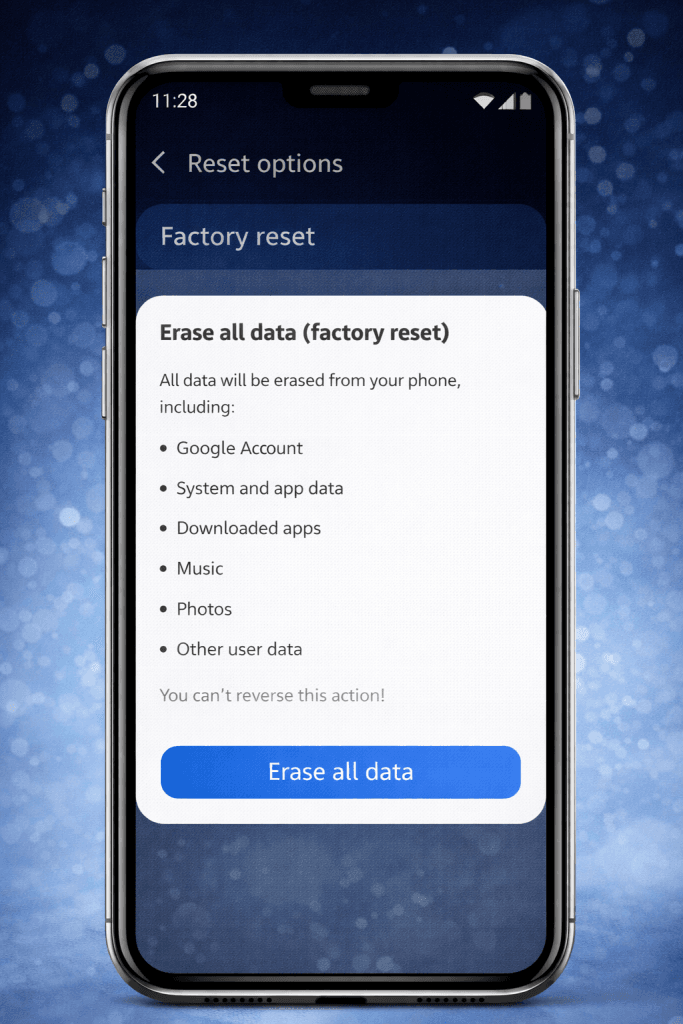 menu factory reset di pengaturan hp android