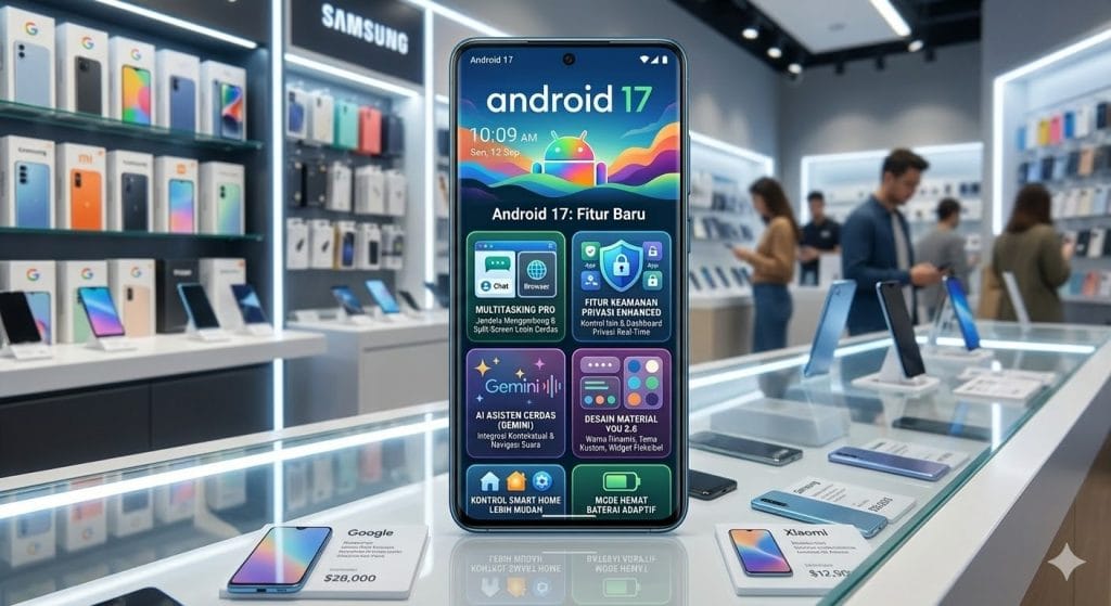 Ilustrasi tampilan fitur baru Android 17 di smartphone