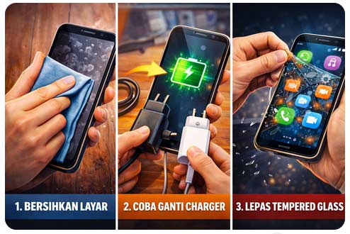 layar hp android mengalami ghost touch bergerak sendiri