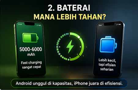 Baterai dan efisiensi iPhone vs Android