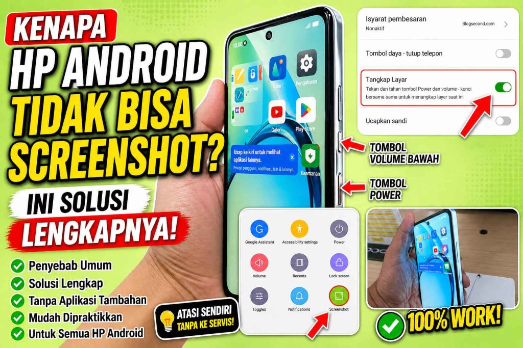 HP Android gagal screenshot karena error sistem