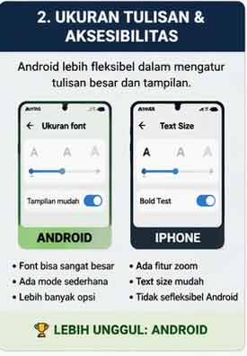 Pengaturan font besar di Android untuk orang tua