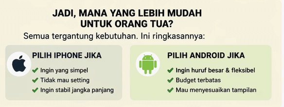 mana yang lebih mudah untuk orang tua iphone atau android