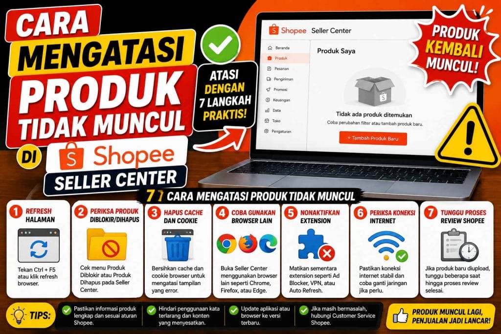 Cara Mengatasi Produk Tidak Muncul di Shopee Seller Center