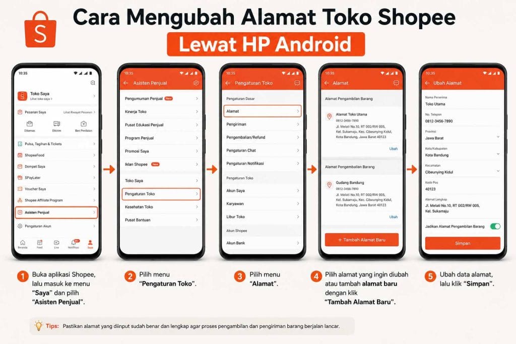 Cara Mengubah Alamat Toko Shopee Lewat HP Android