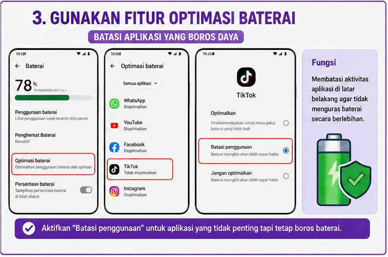 fitur optimasi baterai