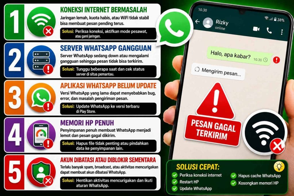 Penyebab WhatsApp Tidak Bisa Mengirim Pesan