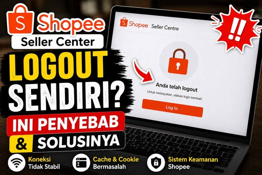 Shopee Seller Center tiba-tiba logout sendiri di laptop saat penjual sedang mengelola toko online