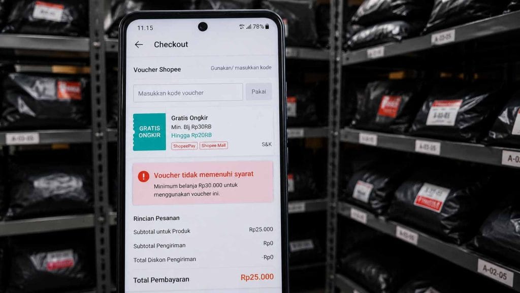 Tampilan voucher Shopee tidak memenuhi syarat penggunaan