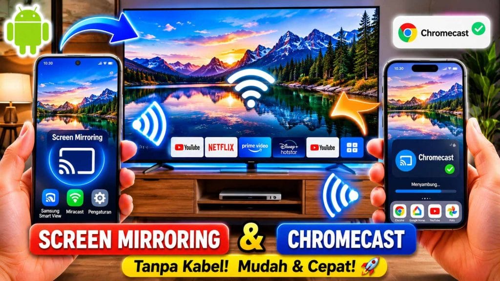 CARA MENYAMBUNGKAN HP KE TV ANDROID TANPA KABEL
